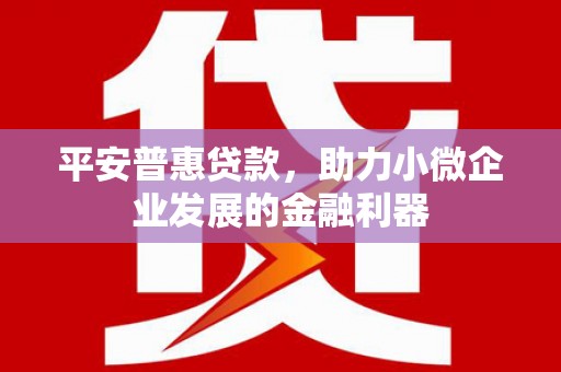 东坑平安普惠贷款，助力小微企业发展的金融利器